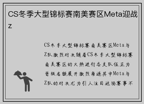 CS冬季大型锦标赛南美赛区Meta迎战z