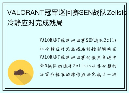 VALORANT冠军巡回赛SEN战队Zellsis冷静应对完成残局